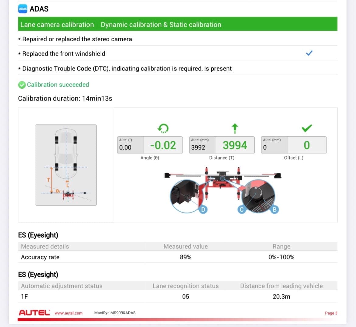 Windshield-mounted ADAS sensor module during calibration